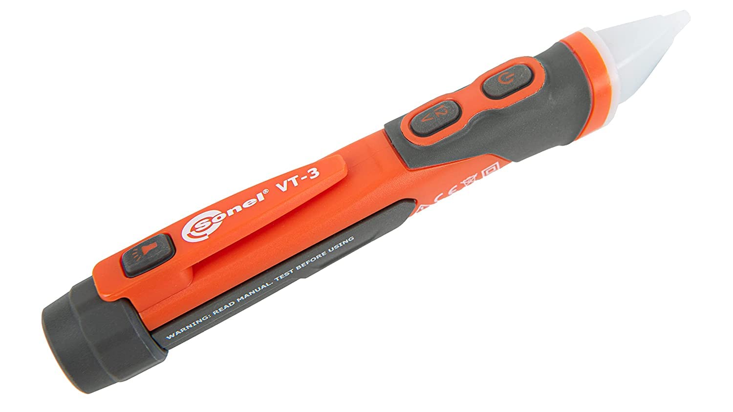 SONEL VT-3 Indicador de voltaje - Comprobador AC - Rango 12V/100-1000V - Red 50/60Hz - Carcasa impermeable IP67 - Alarma luminosa y acústica - lintern