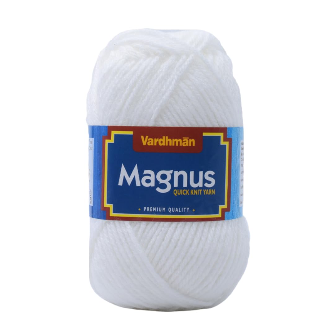 Vardhaman Magnus Acrowool Acrylic Hand Knitting and Crochet Yarn. Pack of 1 Ball - 100Gms. Shade No - 001, White, 4 ply-image-13