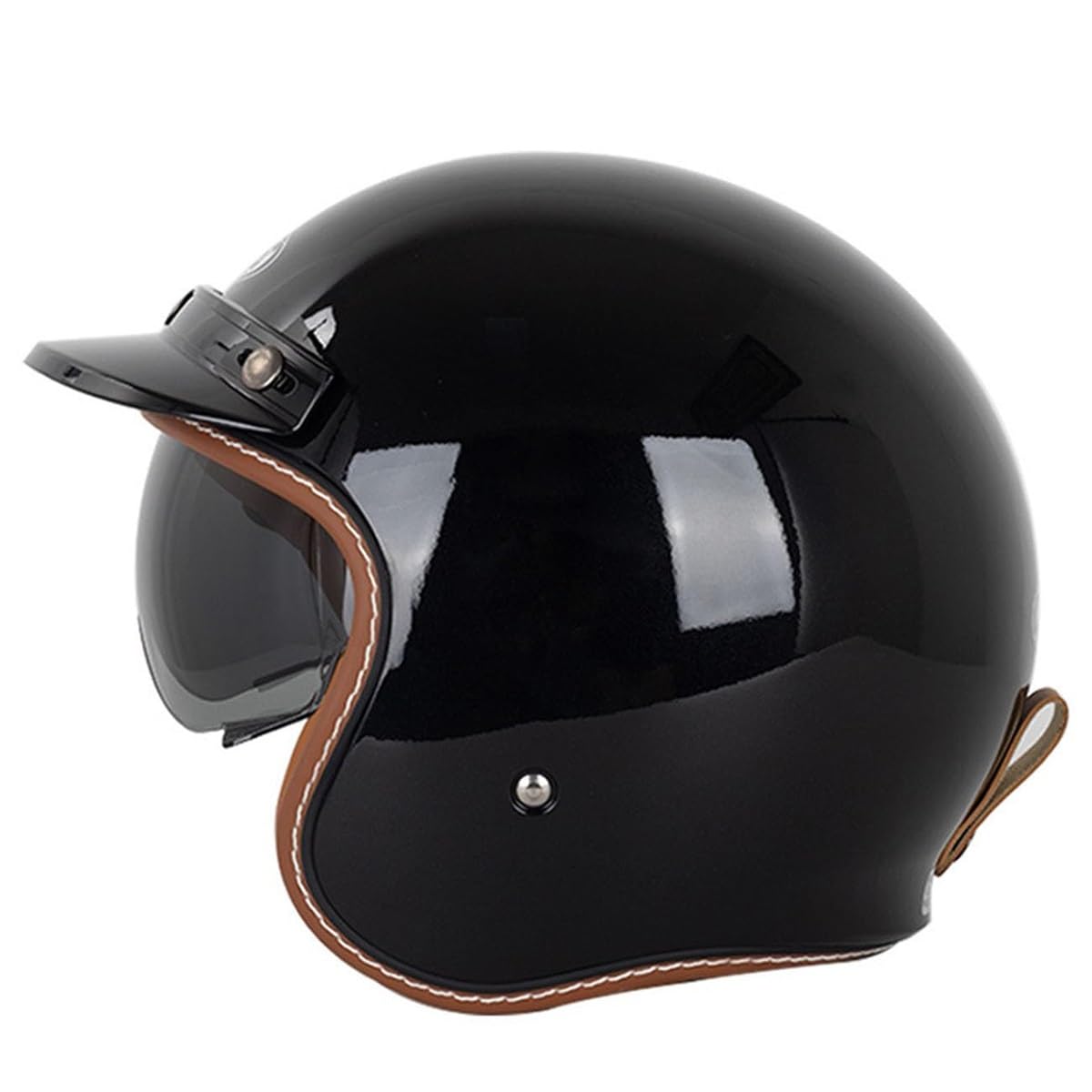 EBAYIN Casco Moto Vintage, Casco Caschi Scooter Donna Omologato ECE Mezzo Casco da Uomo Donna Adulto Adatto for Scooter Biciclette Cruiser con Occhiali da Sole A Scomparsa(D,XL=(61~62cm))