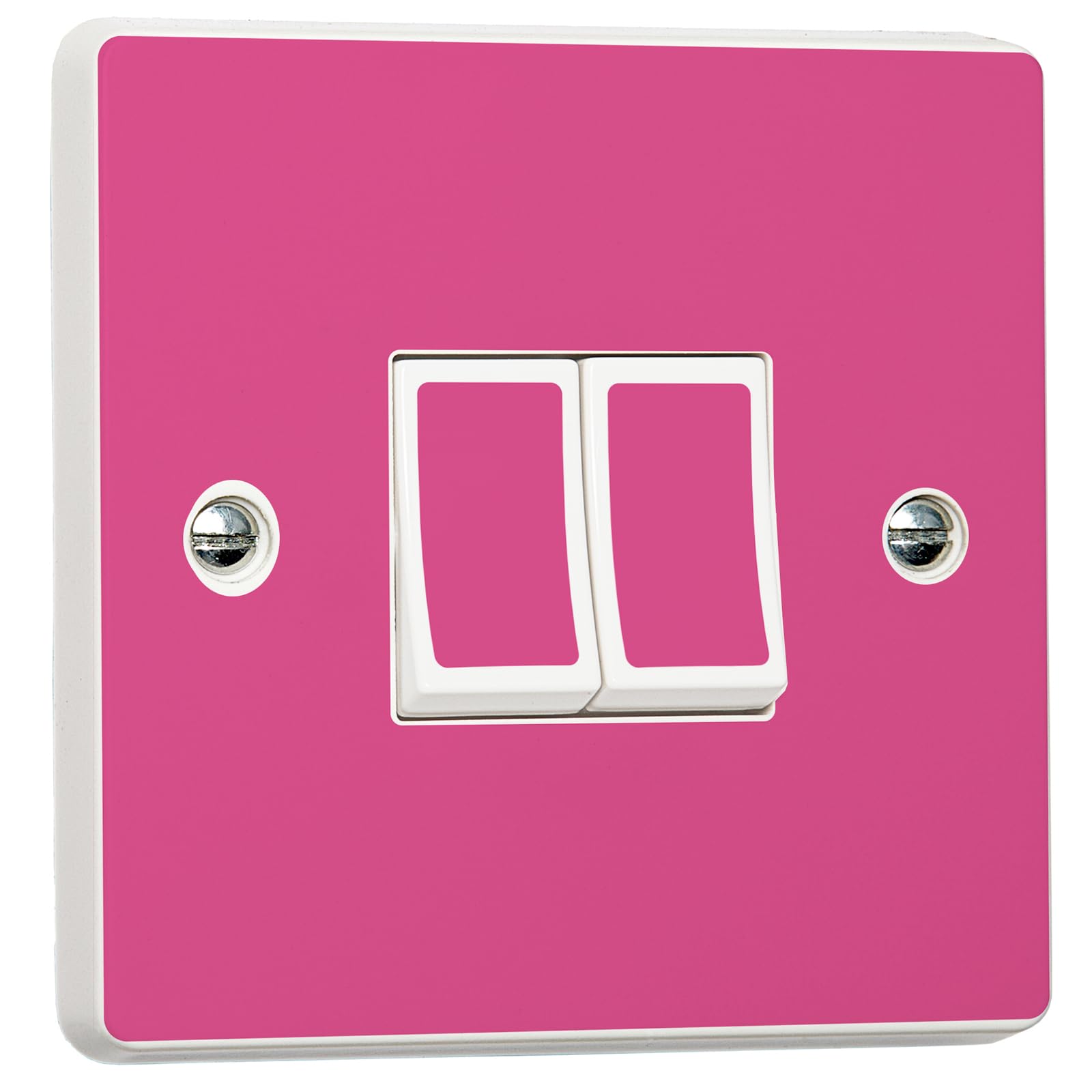 Stika.co Double With Holes Pack Of 2 Plain Pink Light Switch Sticker - Self-Adhesive Glossy Pink Vinyl Skin - Decorative Accesories Design For Light Switch Covers (Double With Holes)