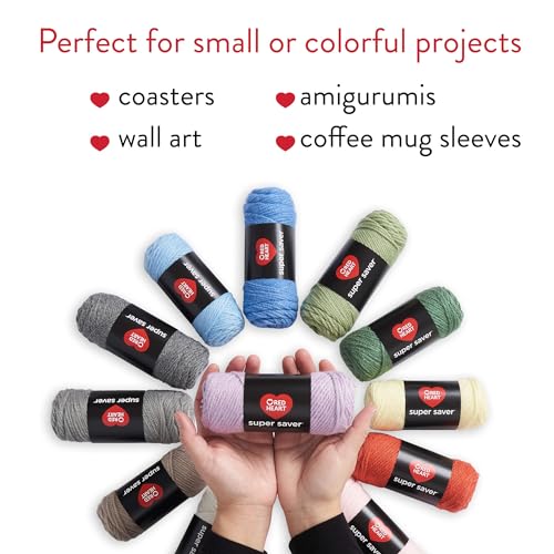 Image of Red Heart Super Saver Yarn Super Craft Kit Pastels,with 50 Countg /1.7 oz. 4 Medium Worsted Yarn for Knitting & Crocheting,12 Colors,Perfect for Chunky Sweaters,Blankets,Amigurumi,50 Count (Pack of 10)