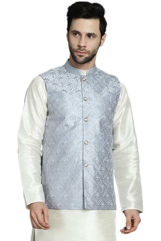 jompers Men's Sequins and Embroidred Nehru Jacket.-picture-14