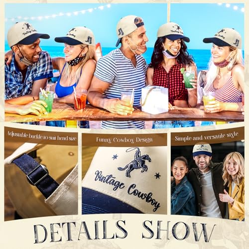Image of JaGely Two Tone Western Cowboy /Cowgirl Trucker Hat for Women Men Gift Vintage Embroidered Country Baseball Cap