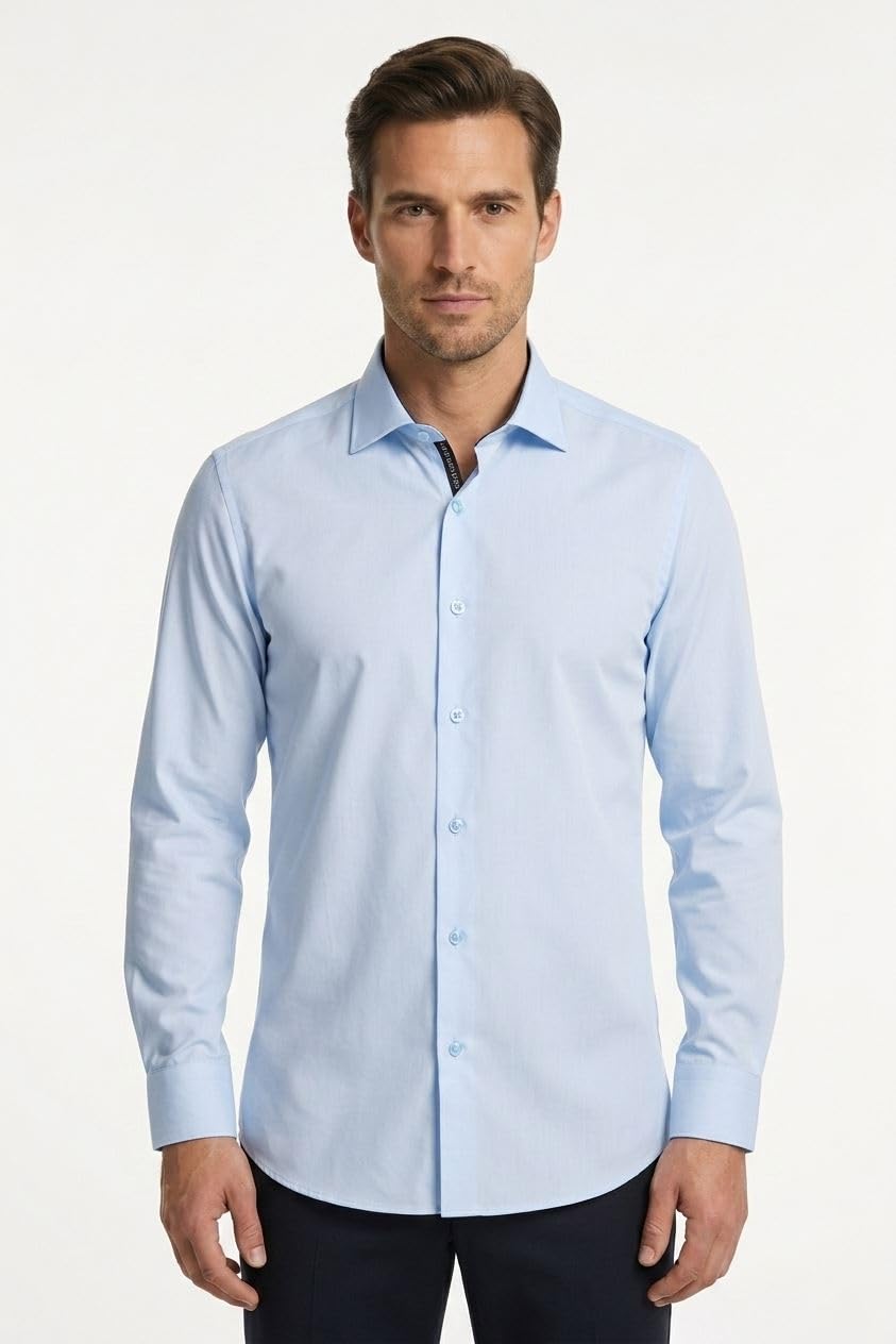 TruClothing Camicia formale da uomo a maniche lunghe con bottoni