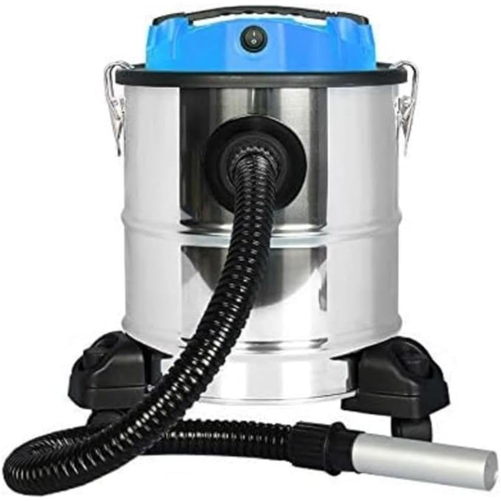 Aspirador de Cenizas Calientes - Potencia de 1200W - Depósito de Acero Inoxidable con Capacidad para 20 L - Soporta Temperaturas de Hasta 60 °C - Accesorios Incluidos - Bikain