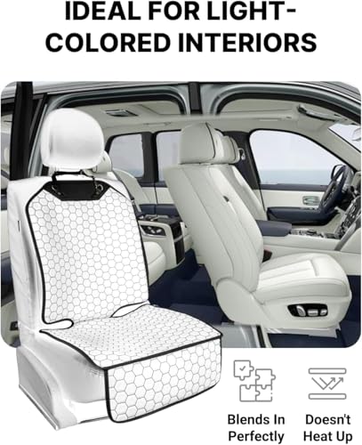 Image of Owleys Set Seat Back Organizer & Car Seat Protector Hexy Waterproof & Non-Slip Protector for Child Car Cushion for Leather and Fabric Seats (White Set 2)
