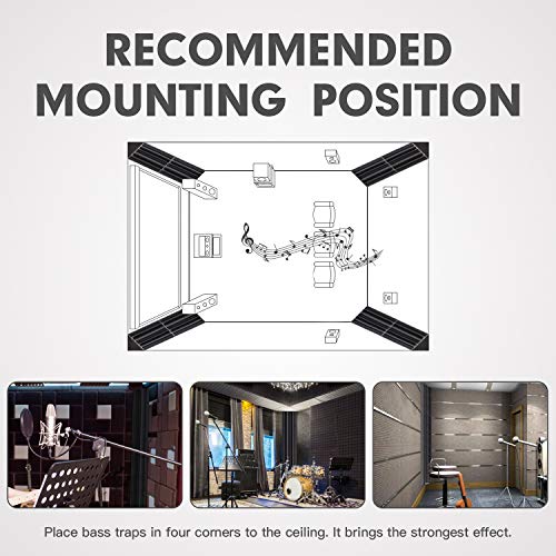 Image of 8 Pack - Bass Traps Acoustic Foam Corner, 8''x8''x12'' Black Bass Traps Corner Studio Foam, High Density and Fire-Proof Acoustic Panels Recording Studio Acoustical Treatments