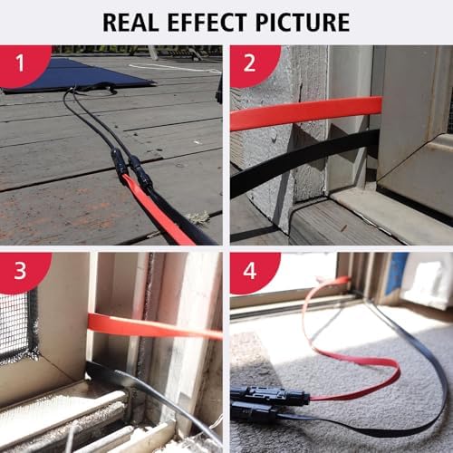 PAEKQ 10AWG Super Flat Solar Cable Feed Through Balcony Door Window,6FT - 3