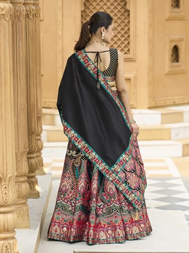 Image of PURVAJA Women's Jacquard Semi-Stitched Lehenga choli