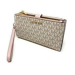 Michael-Kors-Jet-Set-Travel-Double-Zip-Wristlet-Signature-PVC Michael Kors Jet Set Travel Double Zip Wristlet (vanilla softpink)