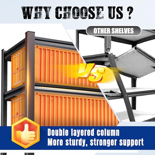 Image of 71 inchH-32 inchW-14 inchDGarage Shelving-5 Tier Garage Storage Shelves,Adjustable Heavy Duty Metal Shelving Unit and Storage Large Rack,Utility Steel Shelf For Warehouse Industrial Pantry Basement Organizers