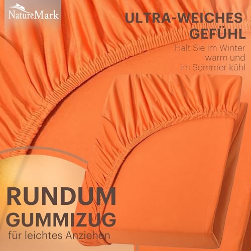 NatureMark Jersey Spannbettlaken, Spannbetttuch 100% Baumwolle in vielen Größen und Farben MARKENQUALITÄT ÖKOTEX Standard 100… – Ansicht 4