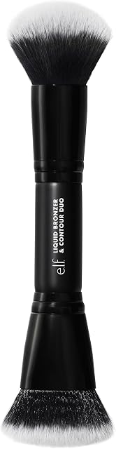 e.l.f. Liquid Bronzer & Contour Duo Brush, Silky Highly Pigmented Formula with Dual-ended Makeup Brush, Synthetic Bristles, 100% Vegan and Cruelty-Free