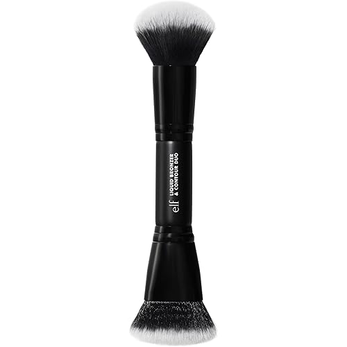 e.l.f. Liquid Bronzer & Contour Duo Brush, Silky Highly Pigmented Formula with Dual-ended Makeup Brush, Synthetic Bristles, 100% Vegan and Cruelty-Free