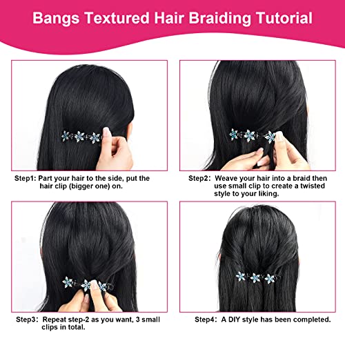 8Pcs Sparkling Crystal Stone Braided Hair Clips For Women/Girls, Rhinestone Braided Hair Clips,Hair Barrettes For Women(4Pcs Five-Stars And 4Pcs Six-Flowers); #TOP3