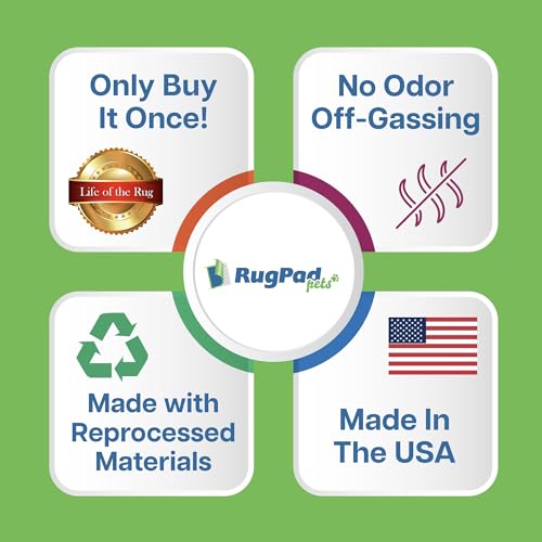 Image of Waterproof Rug Gripper | 5x8 ft - 3 /8 inch | Washable Non Slip Rug Pad - Safe for All Floors - Made in the USA - Protects Floors and Locks Rugs in Place - Pet-Friendly