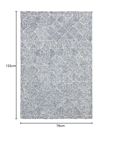 SAFAVIEH Abstract Collection Contemporary Rug for Living Room Dining Room Bedroom Short Pile Blue and Ivory 30 x 48 Inch - Image 2