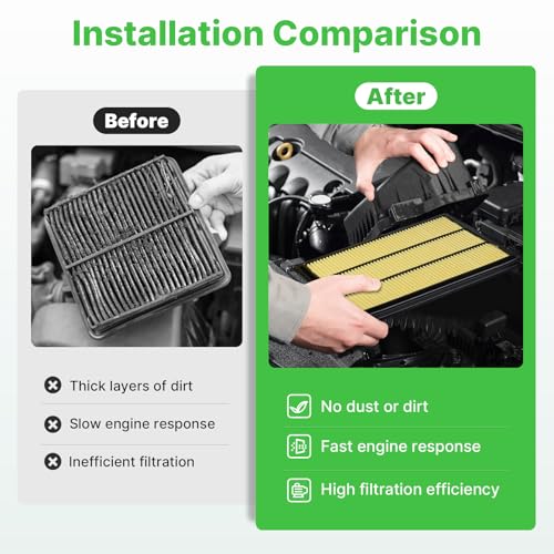 Image of Engine+Cabin Air Filters Fit for QX50 2.0L 2019-2025, QX55 2022-2025 | 165465NA1C, 272775NA1A, 99% Filtration Efficiency, Easy Install, Odor control, Great Value, Right Size
