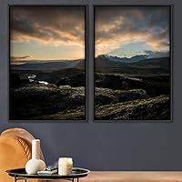 2 Piece Framed Canvas Wall Art Sunset in The Mountains Canvas Prints Home Artwork Decoration for Living Room,Bedroom - 16