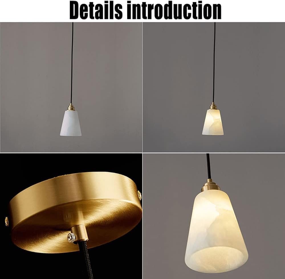 Hertl Iluminación colgante blanca Material de mármol Lámpara de material de mármol natural Lámpara colgante de estilo japonés vintage Lámpara de techo de lujo Cable ajustable Lámpara de base E27