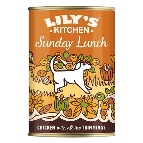 Lily's Kitchen Latas de alimento húmedo natural para perros adultos: receta Almuerzo de domingo, sin cereales (6 x 400g latas)