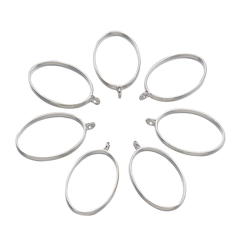 Cheriswelry 10pcs Open Bezel Frame Pendants Charm Geometric Oval Hollow Frame Trays Resin Molds for DIYJewellry Crafts Making 39x23.8mm โ image 1