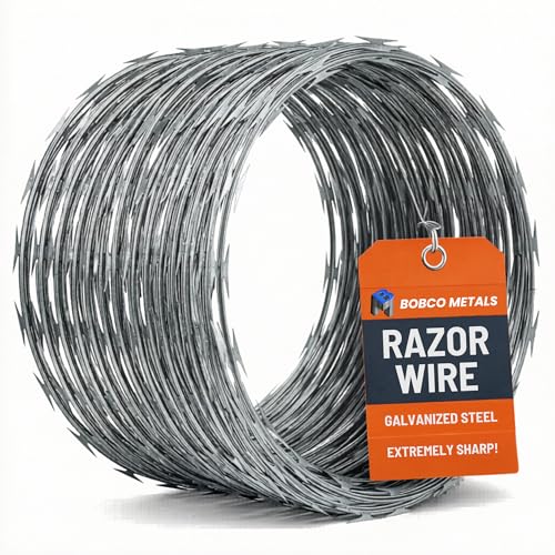 Bobco Metals Steel CBT-65 Razor Wire for Wire Fencing - Galvanized Steel-Wire Alternative to Barbed Wires and Concertina - 50 feet per roll (2 Unit)