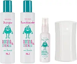 Kit Mata Piolho e Lêndeas,Arruda e Citronela Shampoo, Condicionador, Spray Abelha Rainha e Pente fino