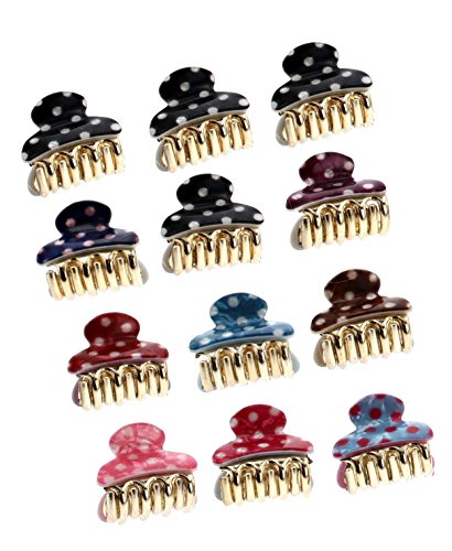 Butterfly Women's Small (1.5") Hair Clips (12 pieces) (Colorful Polka Dots)