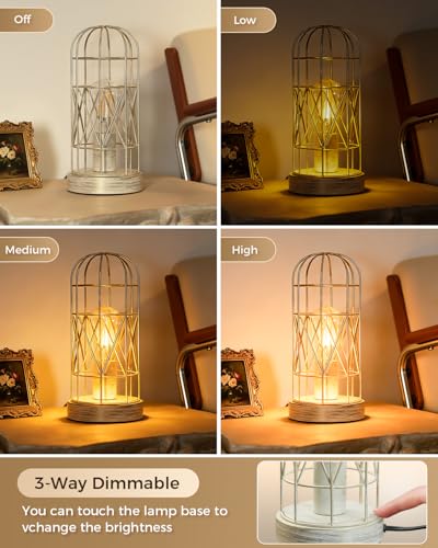 Lámpara de mesa industrial con control táctil y pantalla metálica miniatura 3