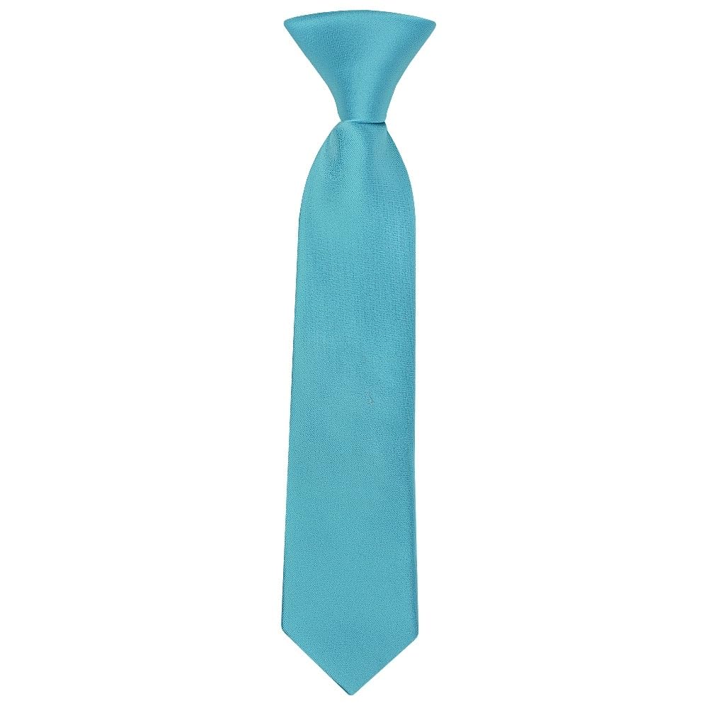 Ties R Us Boys Blue Pre Tied Turquoise Satin Tie Age 4-7