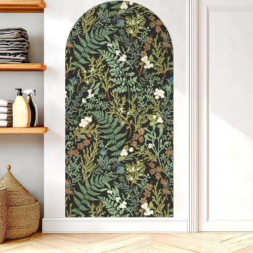 Wildflower Arch Wall Decals Peel and Stick, Large Floral Flower Fabric Wall Stickers, Removable Leaves Home Decor Art Wallpaper for Bedroom Living Roo
