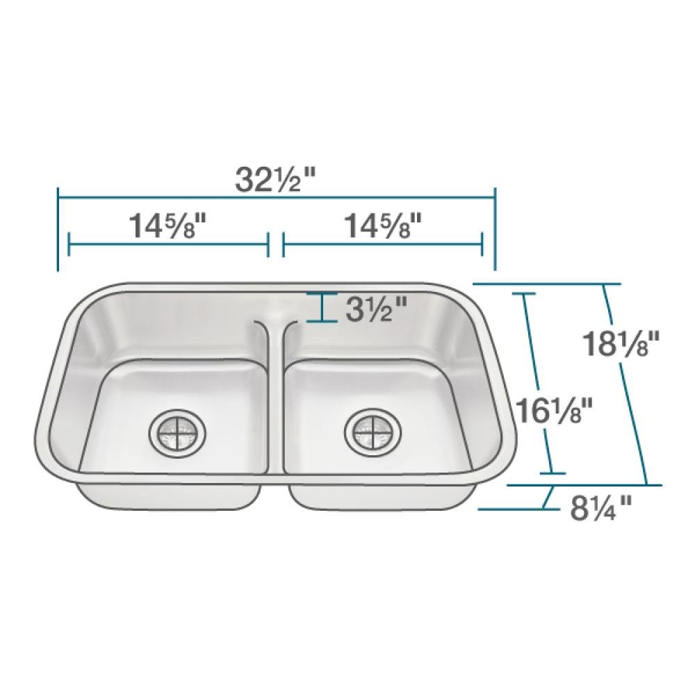 512 18-Gauge Undermount Half Divide Stainless Steel Kitchen Sink