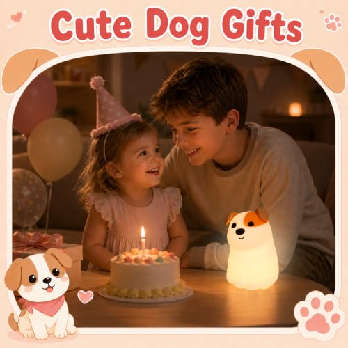 Image of OkiyiD Dog Night Light, Cute Puppy Nursery Night Lamp for Kids Girls Boys