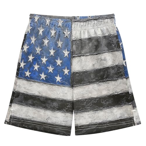 DOMIKING Flag Blue Kids Shorts Pull-on Boys Shorts with Elastic Waist Casual Athletic Pants for Playwear Outdoor Summer