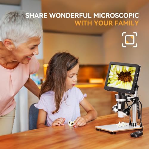 Image of Tobo DM9 7'' LCD Digital Microscope 1200X, 1080P Coin Microscope with 12MP Camera Sensor, 10 LED Lights - Ideal for Coin Collectors and Electronics Enthusiasts, Windows /Mac OS Compatible