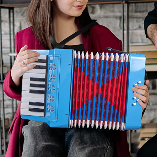 Accordion, 17 Keys Piano Accordion for Kids 8 Bass with Straps for Beginners Student Educational Musical Instrument (Light Blue) - Thumbnail 7