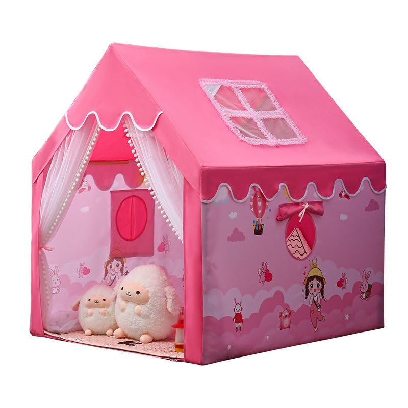 Image of Jumbo Size Light Weight Kids Play Tent House for 3-13 Year Old Kids Girls and Boys (Pink Princess)