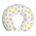 ABAKUHAUS Luna Cuscino da Viaggio, Happy satelliti Stelle Nuvole, Accessorio in Schiuma di Memoria per Viaggio, 30 cm x 30 cm, Rosa Giallo Baby Blue