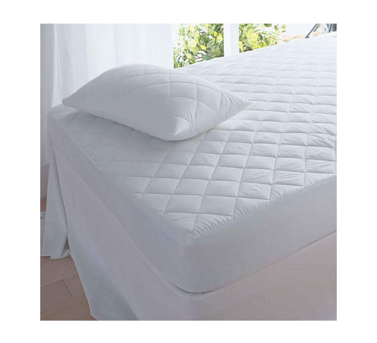 MA Online Fancy Egyptian Cotton T200 Extra Deep Quilted Mattress Protector Luxurious Pillow Covers White 1 Pair
