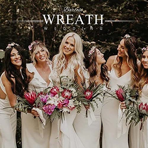 Bartosi Flower Crown Blue Floral Crown Flower Head Crown Halo With Ribbon Wreath Headpiece Adjustable Hair Accessories For Women And Girls (Blue) #TOP6