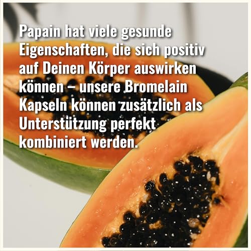 Papain Kapseln – 210 Carica Papaya Enzym Kapseln – hochdosiert – 1500mg pro Tagesdosierung – Papaya Enzyme ohne Zusätze – Papaya Verdauungsenzym – Papain