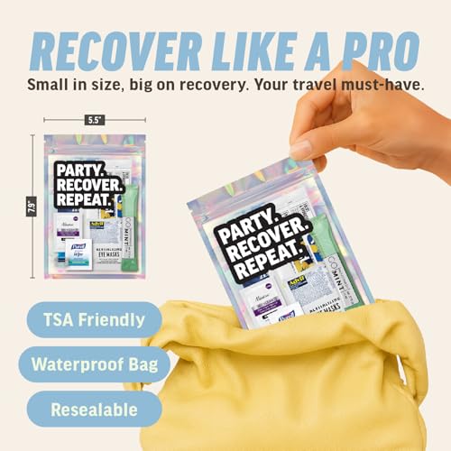 Hangover Kit – 10pc Pre-Filled Bags with Essential Recovery Supplies – 21st Birthday Gifts for Her, Bachelorette Party Favors, Girls Trip Must-Haves, Wedding Weekend Celebration Essentials - Image 3