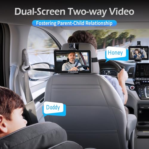 Itomoro Baby Car Camera, 5"+7" 1080P Dual Screen Car Baby Camera with Two-Way Video, Music & Video Play Supported, Night Vision & 150° Wide View Baby Monitor for Car Backseat with 64GB Storage-ACZ419 - Image 3