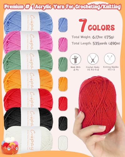 Image of Coopay Flame Yarn Bowl for Crocheting /Knitting, Cute Yarn Storage Bowl with 7PCS Yarn, Large Size Ceramic Yarn Bowl Crochet Knitting Bowl for Beginners, Great Knitting Crochet Gift (7in)