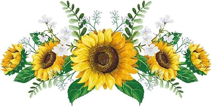 Yellow Sunflower Wall Stickers Peel and Stick Sunflower Wall Decor,Removable Waterproof Decals for Living Room, Kitchen, Bathroom, Treatments and Supplies