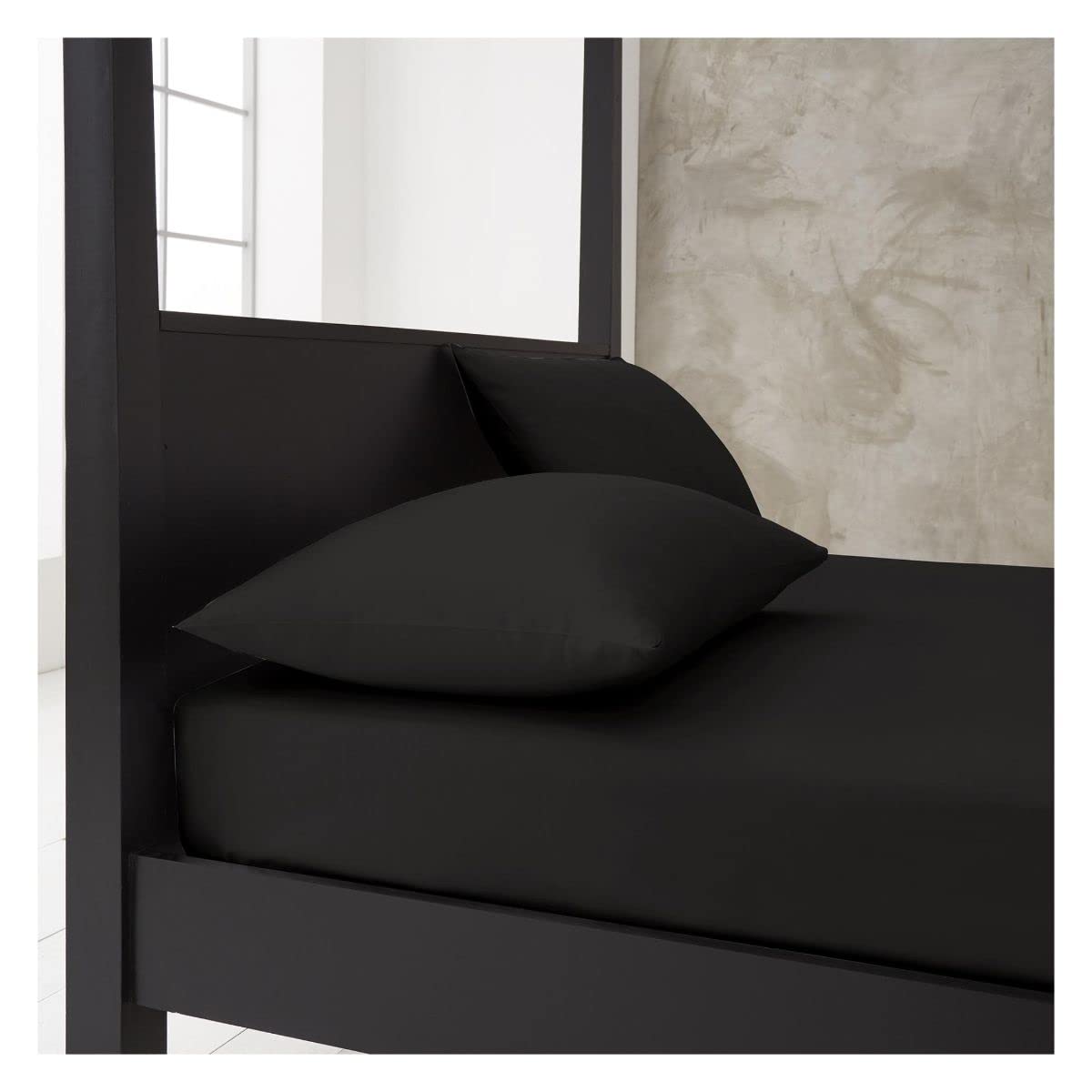 Gc Gaveno Cavailia Black Luxury Housewife Pillowcases 2 Pack, Non Iron Plain Dyed Pillow Cover, Polycotton Pillow Cases, 74X48 Cm