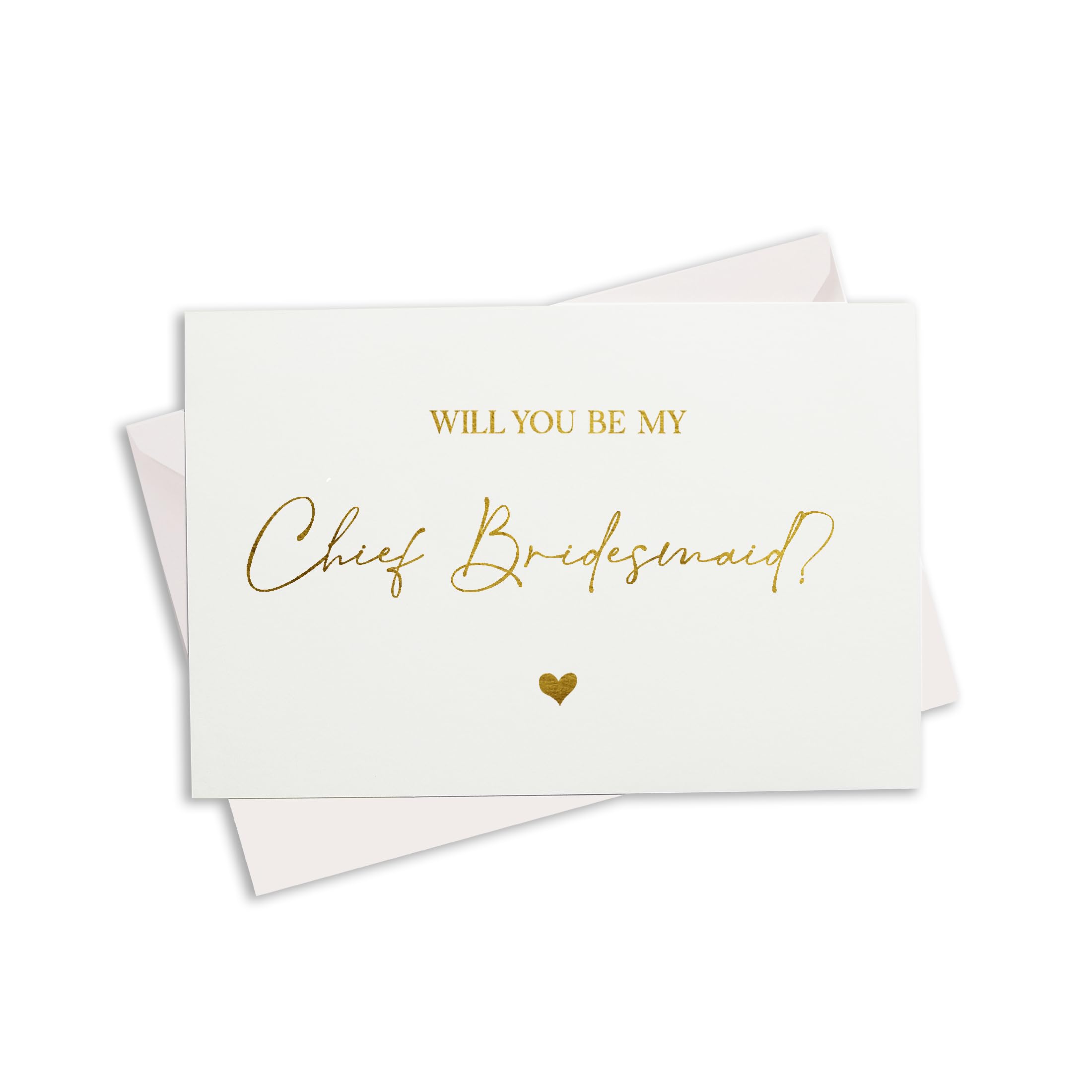 Pink Positive Will You Be My Chief bridesmaid Card - Hen Do Chief bridesmaid Proposal Card - A6 White Card with Gold Foil - Luxury Foiled Be My Chief bridesmaid Gifts (Chief Bridesmaid)