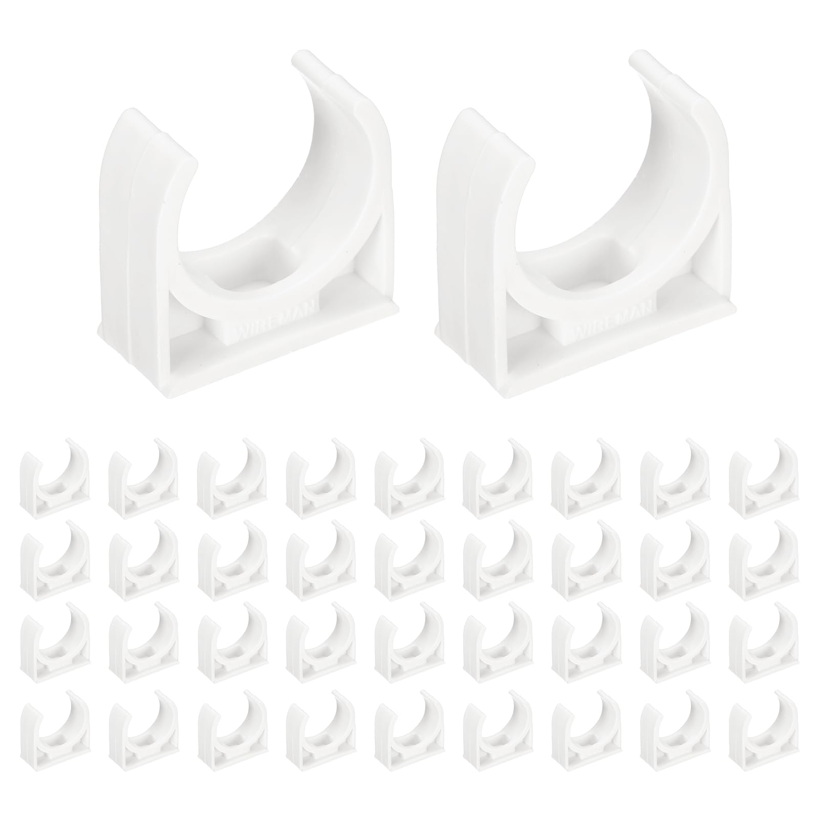 sourcing map 100pcs U-Shaped PVC Water Pipe Clamps Clips 1" (25mm) U-Shaped Buckles U-Hook Pipe Support Hangers for TV Trays Tubing Hose Hanger Support Pex Tubing, White
