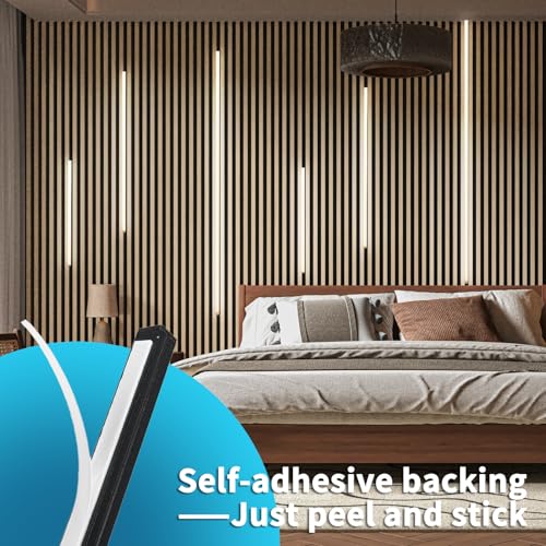 art3d led recessed lighting kit - 6pcs self-adhesive white led light with smart switch 3000k touching switch light for wood slat wall panels headboards stairs under cabinet home decor